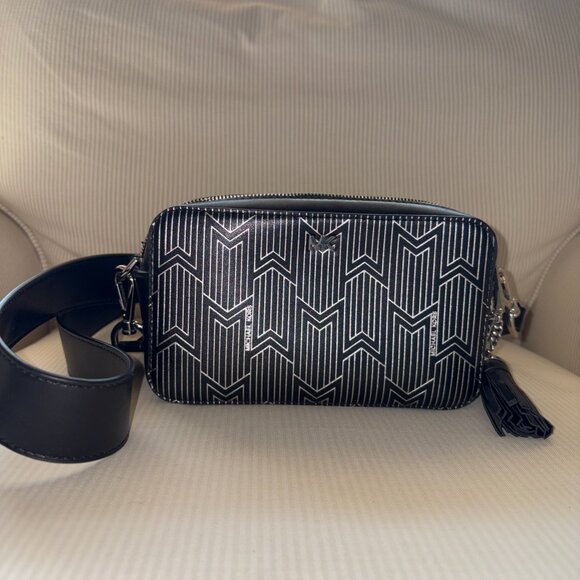 Michael Kors Metallic Deco Small Leather Camera / Crossbody Bag in Black - Picture 3 of 13